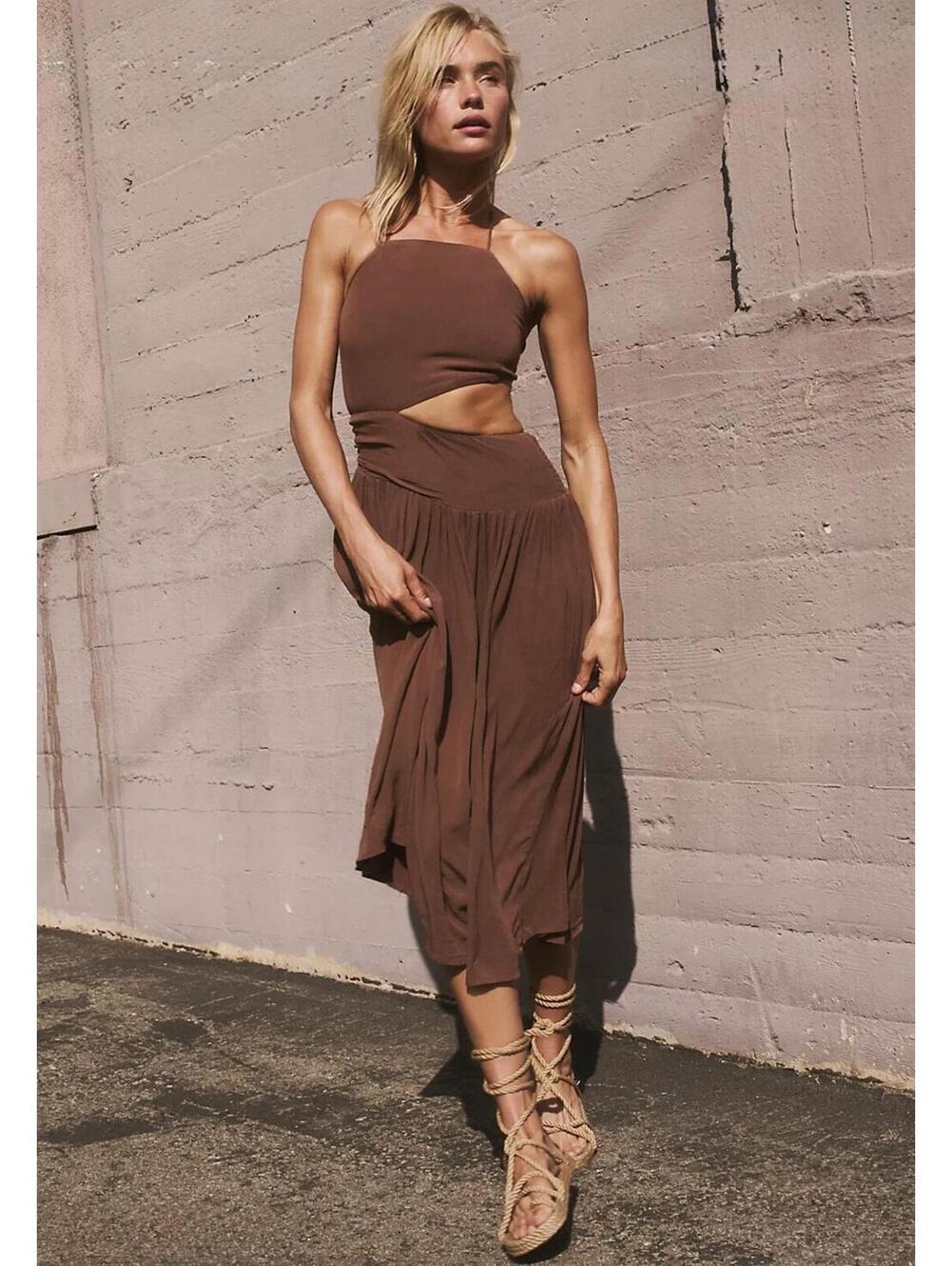 NWT Free People Suki Cutout Halter Midi Dress Size S